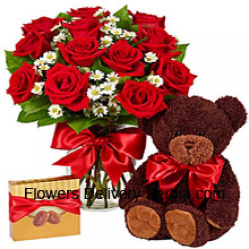 Imported Chocolates with Cute Teddy and 11 Roses