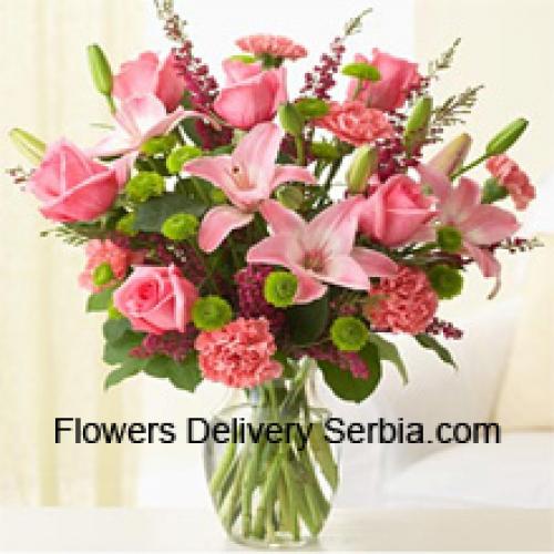 Cute Pink Roses, Carnations and Lilies