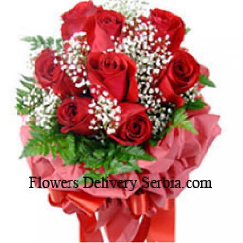 9 Wrapped Red Roses