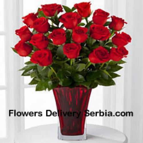 19 Red Roses with Pink Bow